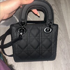 D Black Quilted Handbag